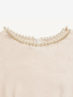 Daily Dresses Casual Midi Cream Satin Sleeveless Pearl Beaded Neckline Self Waist Belt Formal Dress