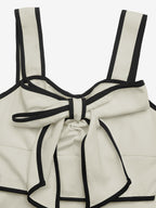 Vacation Dress Ivory Contrast Black Trim Cami Midi Straps Summer Dress