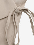 Women Sleeveless Wrap V Neck Side Tie Vest Elastic Waist Shorts 2 Piece Linen Set