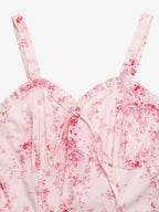 Vacation Sundress Pink Tiny Floral Print Spaghetti Strap Casual Flowy Midi Dress