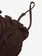 Vacation Dress Cami Ruffle Trim Square Neck Self Tie Elastic Waist Loose Casual Midi Dress