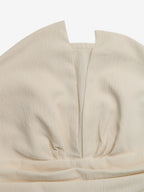 Beige Notch Neck Strapless Romper Women Smocked Back Casual Summer Playsuit