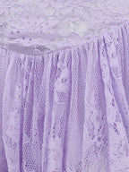 Date Night Dresses Mini Irregular Lace Sleeveless Straps Neck Sexy Purple Dress