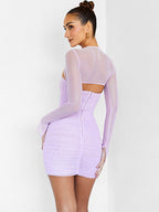 Date Night Dresses Mini Long Sleeves Sexy Lavender Dress
