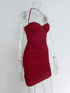 Party Dress Mini Pink Straps Neck Sleeveless Shaping Sexy Semi Formal Dress