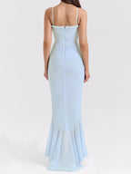 Party Dress Maxi Black Straps Neck Sleeveless Clothes Sexy Semi Formal Dress