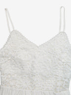 Vacation Dress Boho White Lace Cami Maxi Hollow Waist Flowy Beach Long Sundress