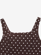 Vacation Sundress Brown Polka Dot Spaghetti Strap Maxi Women Flowy Swing Summer Dress