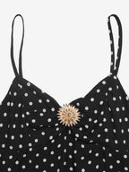 Night Out Dresses Black Polka Dot Cami Ruffle Flowy Mini Sundress