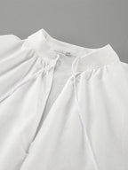 Pastel Pink Blue White Oversized Linen Shirt Elastic Waist Ruffle Shorts Set