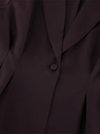 Women Peplum Blazer Wide Leg Pants 2 Piece Set Deep Brown Office Business Suit