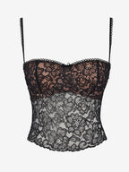 Blouse For Women Black Lace Straps Neck Sexy Lace Cut Out Sleeveless Tops