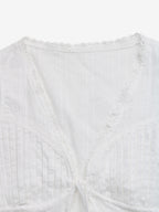 Blouse For Women White Lace Up V-Neck Sexy Sleeveless Tops