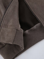 Women Faux Suede Stand Collar Zip Up Oversized Cropped Bomber Jacket