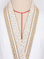 Women Gold Beaded Shawl Lapel Double Breasted Long Sleeve Blazer Jacket
