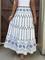 Skirts Blue Natural Waist Bohemian Clothes Summer Long Women's Bottoms