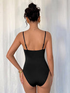 Sleeveless Bodysuit Black Cut Out Backless Straps Neck Sexy Top For Women