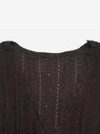 Women V Neck Scallop Lace Ruffle Cap Sleeve Peplum Textured Blouse Top