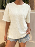 Short Sleeves Tees Light Apricot Jewel Neck Women T Shirt
