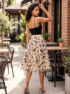 Skirts Floral Print High Waist A Line Mid-calf Length Women's Bottoms