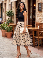 Skirts Floral Print High Waist A Line Mid-calf Length Women's Bottoms