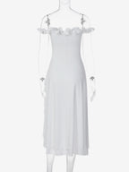 Date Night Dresses Maxi Ruffles Off Shoulder Elegant Mint Green Bodycon Dress