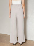High Waist Tie Belt Wide Leg Palazzo Pants Pleated Loose Casual Trousers