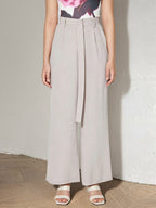 High Waist Tie Belt Wide Leg Palazzo Pants Pleated Loose Casual Trousers