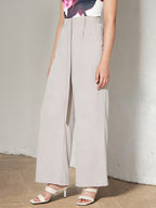 High Waist Tie Belt Wide Leg Palazzo Pants Pleated Loose Casual Trousers