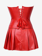 Strapless Sweetheart Faux Leather Corset Mini Dress Side Lace Up Club Outfit