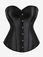Sweetheart Strapless Satin Overbust Corset Front Button Back Lace Up Body Shaper