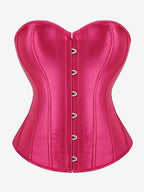 Sweetheart Strapless Satin Overbust Corset Front Button Back Lace Up Body Shaper