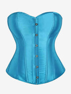 Sweetheart Strapless Satin Overbust Corset Front Button Back Lace Up Body Shaper