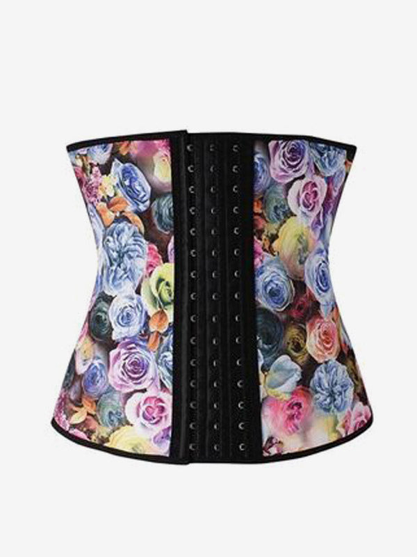Leopard Floral Print Underbust Corset Front Hook Waist Trainer Cincher