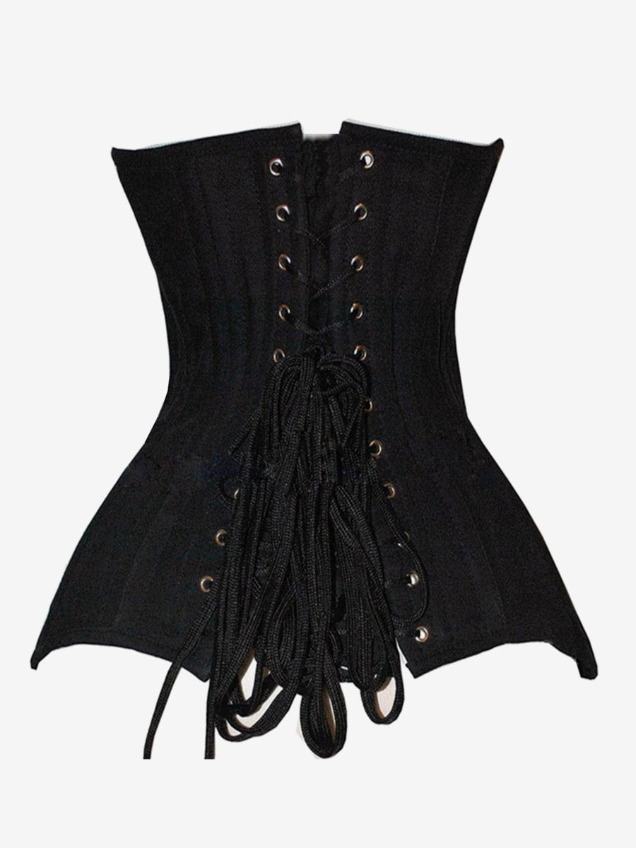Solid Matte Underbust Corset Front Hooks Back Lace Up Waist Trainer