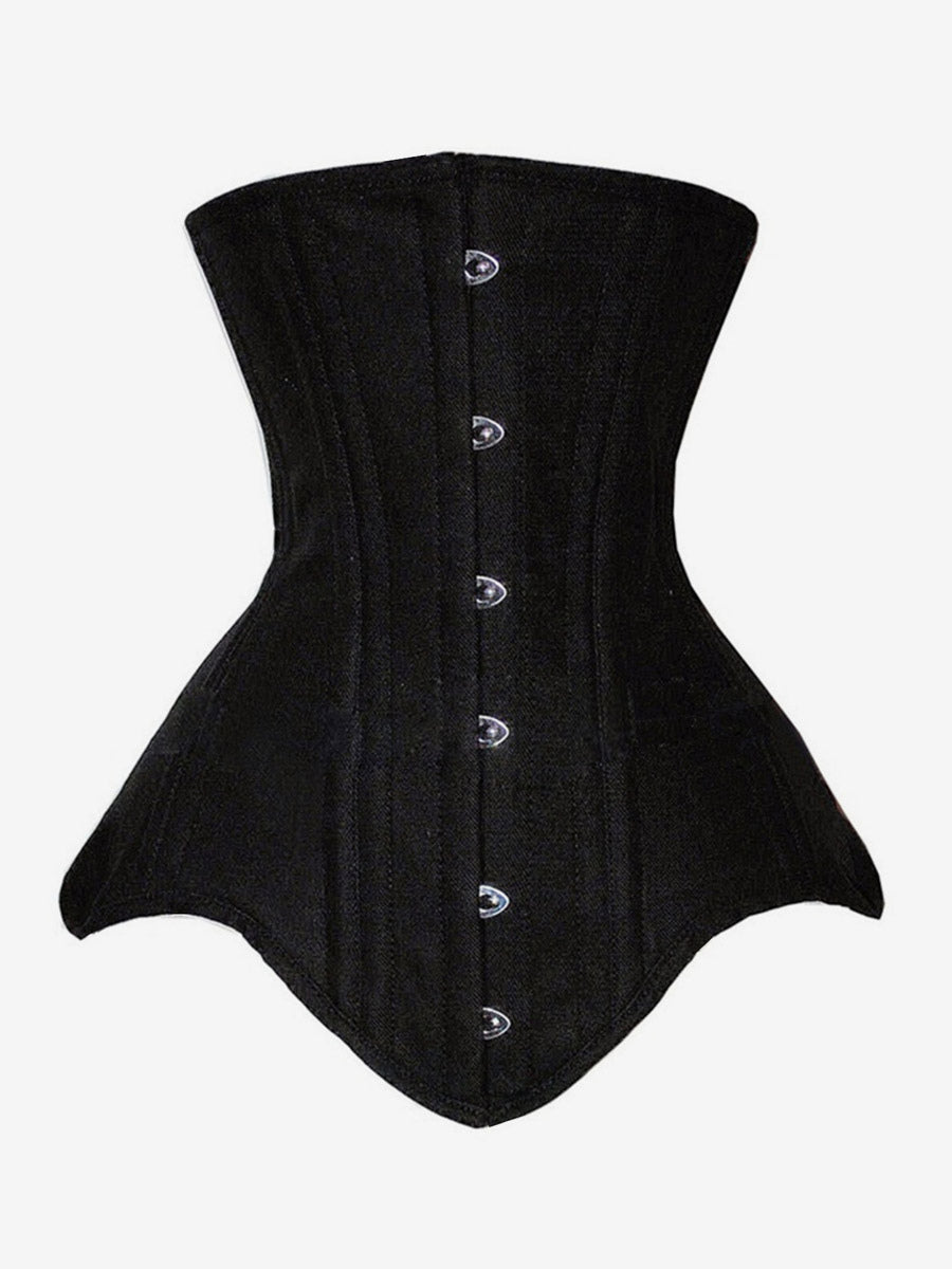 Solid Matte Underbust Corset Front Hooks Back Lace Up Waist Trainer
