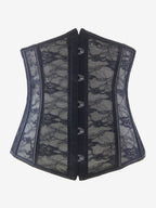 Sheer Floral Lace Underbust Corset Front Hook Back Lace Up Waist Trainer