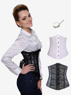 Sheer Floral Lace Underbust Corset Front Hook Back Lace Up Waist Trainer