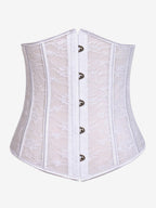 Sheer Floral Lace Underbust Corset Front Hook Back Lace Up Waist Trainer