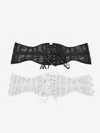 Sheer Floral Lace Short Waist Trainer Corset Front Hook Back Lace Up