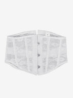 Sheer Floral Lace Short Waist Trainer Corset Front Hook Back Lace Up