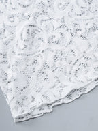 See Through Floral Lace Bell Sleeve Slim Cropped Blouse