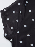 Square Neck Cap Sleeve Polka Dot Ruched Crop Top