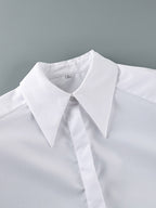 Oversized Point Collar Wide Cuff Long Sleeve Dress Shirt