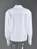 Oversized Point Collar Wide Cuff Long Sleeve Dress Shirt