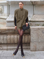 2 Piece Short Blazer Set Sleeveless Cape Vest Matching Shorts Women Suit 2 Piece Short Blazer Set