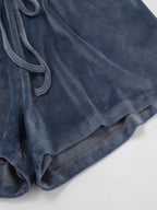 Tracksuit Short Set Velvet Hoodie Drawstring Shorts Casual Loungewear Tracksuit Short Set