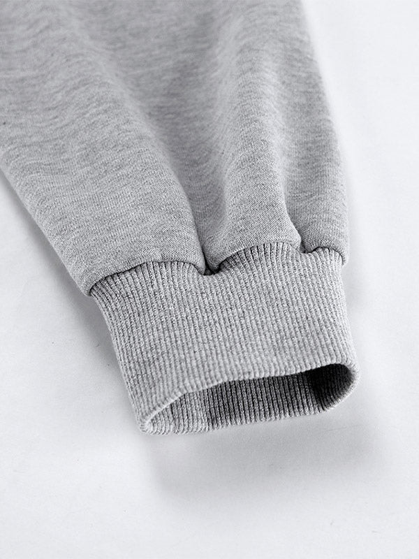 Draped Oversized Polo Sweatshirt Partial Front Buttons Relaxed Basic Pullover