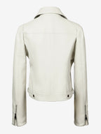 Four Color Cropped Moto Jacket Lapel Diagonal Zip Slim Fit Long Sleeve Outerwear