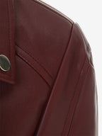 Four Color Cropped Moto Jacket Lapel Diagonal Zip Slim Fit Long Sleeve Outerwear